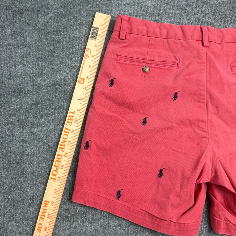 Polo Ralph Lauren Mens Red All Over Pony Embroidered Stretch Classic Fit 32